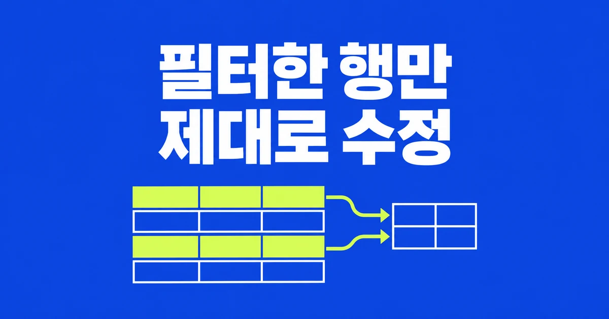 엑셀 필터로 고른 행만 수정하려면